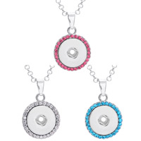 Snap Button Pendant Zinc Alloy Flat Round platinum color plated with rhinestone lead & cadmium free 18mm Approx 3-5mm Inner Approx 6mm Sold By PC