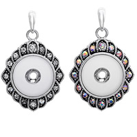 Snap Button Pendant Zinc Alloy antique silver color plated with rhinestone lead & cadmium free 18mm Approx 3-5mm Inner Approx 6mm Sold By PC