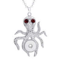 Zinc Alloy Chunk Button Pendant Setting, Octopus, platinum plated, met strass, lood en cadmium vrij, 18mm, Gat:Ca 3-5mm, Binnendiameter:Ca 6mm, Verkocht door PC