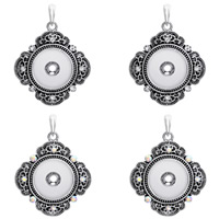 Snap Button Pendant Zinc Alloy Flower antique silver color plated with rhinestone lead & cadmium free 18mm Approx 3-5mm Inner Approx 6mm Sold By PC