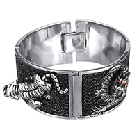 Los hombres de la pulsera y del brazalete, acero inoxidable, para hombre & con diamantes de imitación & ennegrezca, 32mm, Vendido para aproximado 8 Inch Sarta