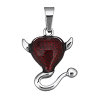 Edelstahl Schmuck Anhänger, Rhombus, Emaille, rot, 18.50x23.50x6mm, Bohrung:ca. 4x7mm, verkauft von PC