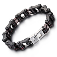 Los hombres de la pulsera y del brazalete, acero inoxidable, chapado, cadena de la bici & para hombre, 10mm, Vendido para aproximado 8.6 Inch Sarta