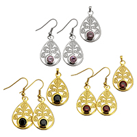 Zirkonia Edelstahl Schmuck Sets, Anhänger & Ohrring, Tropfen, plattiert, mit kubischem Zirkonia, keine, 19x30x3mm, 19x30x3mm, 48mm, Bohrung:ca. 3x5mm, 10SetsSatz/Menge, verkauft von Menge