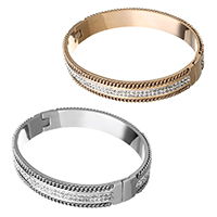 Bracelet en acier inoxydable, avec argile, Placage, pour femme, plus de couleurs à choisir, 10mm, Diamètre intérieur:Environ 62x50mm, Longueur Environ 7 pouce, 2PC/lot, Vendu par lot