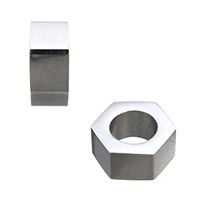 Stainless Steel European Pärlor, ROSTFRITT STÅL, Hexagon, ursprungliga färgen, 5x10x10mm, Hål:Ca 6mm, 50PC/Lot, Säljs av Lot