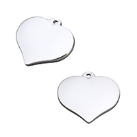 Acier inoxydable Coeur Pendentifs, couleur originale, 17x15.50x2.50mm, Trou:Environ 1mm, 50PC/lot, Vendu par lot