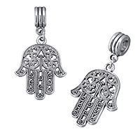 Zinklegierung Hamsa Anhänger, antik silberfarben plattiert, Islam Schmuck & ohne troll & hohl, frei von Nickel, Blei & Kadmium, 22x28x1.5mm, 40mm, Bohrung:ca. 5mm, 100PCs/Menge, verkauft von Menge