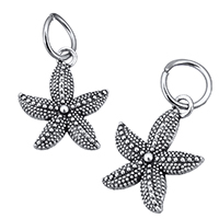 Sinc Alloy Pendants Ainmhithe, Starfish, dath airgid antique plátáilte, nicil, luaidhe & caidmiam saor in aisce, 19x22x3mm, Poll:Thart 8mm, 100ríomhairí pearsanta/Lot, Díolta De réir Lot