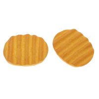 Alimentation Résine Cabochon, Biscuit, dos plat, Jaune, 22x29x5mm, 100PC/sac, Vendu par sac