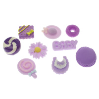 Mode Cabochons en résine, dos plat & mélangé, violet, 10x4mm-45x24x6mm, 100PC/sac, Vendu par sac