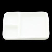 Mode Cabochons en résine, rectangle, dos plat, blanc, 42x31x6mm, 100PC/sac, Vendu par sac