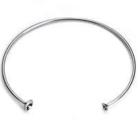 Stainless Steel Bangle Cuff Fund, oprindelige farve, 63mm, Indvendig diameter:Ca. 60mm, Længde Ca. 7 inch, 2pc'er/Bag, Solgt af Bag