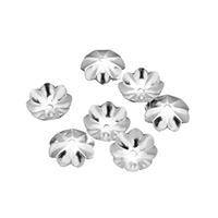 Rozsdamentes acél gyöngy Cap, Stainless Steel, Virág, az eredeti szín, 9x9x0.20mm, Lyuk:Kb 0.7mm, 2000PC-k/Lot, Által értékesített Lot