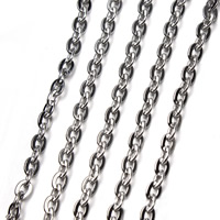 Rustfrit stål Oval Chain, Stainless Steel, forskellig størrelse for valg & oval kæde, oprindelige farve, 5m/Bag, Solgt af Bag