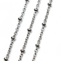 Rustfrit stål Oval Chain, Stainless Steel, oval kæde, oprindelige farve, 1.5mm, 5m/Bag, Solgt af Bag