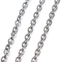 Rustfrit stål Oval Chain, Stainless Steel, forskellig størrelse for valg & oval kæde, oprindelige farve, 5m/Bag, Solgt af Bag