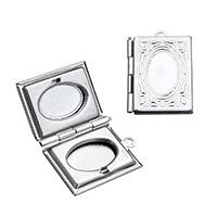 Lo zinco in lega Locket pendenti, acciaio inox, Rettangolo, colore originale, 19x26x4.50mm, Foro:Appross. 1.7mm, Diametro interno:Appross. 10x15mm, 100PC/lotto, Venduto da lotto