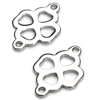 Rustfrit stål Connector, Stainless Steel, Four Leaf Clover, 1/1 løkke, oprindelige farve, 13x19mm, Hole:Ca. 1.5mm, 20pc'er/Bag, Solgt af Bag