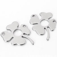 Rozsdamentes acél csatlakozó, Stainless Steel, Four Leaf Clover, 1/1 hurok, az eredeti szín, 24x32mm, Lyuk:Kb 1.5mm, 10PC-k/Bag, Által értékesített Bag