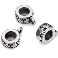 Stainless Steel Bail Beads Rondelle blacken original color 9mm Approx 2mm 5mm Sold By PC