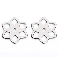 Stainless Steel Jewelry Cabochon Flower original color 12mm Sold By Bag