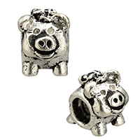 Thailand Sterling Sølv European Bead, Pig, uden trold, 8x9.50x10mm, Hole:Ca. 4mm, Solgt af PC