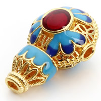 3 Beads Hole Guru, cloisonne, Calabassa, fatto a mano, cavo, 22x14mm, Foro:Appross. 2mm, 3PC/borsa, Venduto da borsa