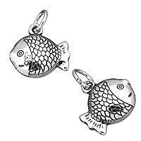 Pendentif en argent massif de Bali, Thaïlande, poisson, 14x14x5mm, Trou:Environ 4mm, Vendu par PC