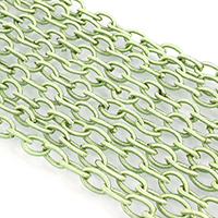 Corde de caoutchouc revêtu en nylon Chaîne, chaîne ovale, vert, 11-13x7-9x1.8-2mm, Longueur Environ 1 Yard, 10Strandstoron/lot, Vendu par lot