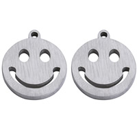 Bijoux pendentifs en acier inoxydable , Visage de sourire, couleur originale, 14.3mm, Trou:Environ 2mm, 10PC/sac, Vendu par sac