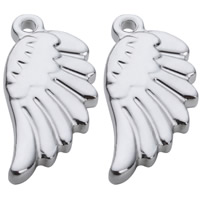 Nerezová ocel Šperky Přívěsky, Nerez, Wing Shape, Původní barva, 9x20mm, Otvor:Cca 2mm, 10PC/Bag, Prodáno By Bag