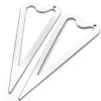 Roestvrijstaal Hart Hangers, Roestvrij staal, oorspronkelijke kleur, 23x63mm, Gat:Ca 2mm, 10pC's/Bag, Verkocht door Bag