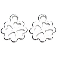 Rozsdamentes acél Ékszerek Medálok, Stainless Steel, Four Leaf Clover, az eredeti szín, 10x13mm, Lyuk:Kb 2mm, 100PC-k/Bag, Által értékesített Bag