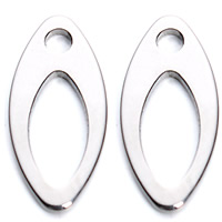 Rustfrit stål smykker Vedhæng, Stainless Steel, Flad Oval, oprindelige farve, 11x24mm, Hole:Ca. 2mm, 20pc'er/Bag, Solgt af Bag