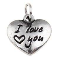 Acier inoxydable 316 Pendentif, coeur, mot je t'aime, noircir, 17x16x4mm, Trou:Environ 4.5mm, Vendu par PC