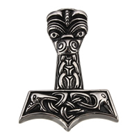 Roestvrij stalen sieraden Hangers, Roestvrij staal, Thor 's Hammer, zwart maken, 42x56x14mm, Gat:Ca 7mm, Verkocht door PC