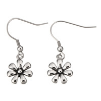 Stainless Steel Drop Earring Flower blacken 35mm Sold By Pair