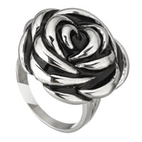 Emalje rustfrit stål fingre Ringe, Stainless Steel, Flower, for kvinde, 26mm, Størrelse:10, Solgt af PC