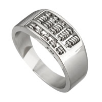 roestvrij staal Maar vinger ring, Abacus, voor de mens, oorspronkelijke kleur, 9mm, Maat:10, Verkocht door PC