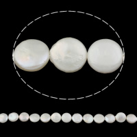 Coin odlad sötvattenspärla pärlor, Freshwater Pearl, vit, 11-12mm, Hål:Ca 0.8mm, Såld Per Ca 15.5 inch Strand