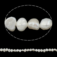 Barokní kultivované sladkovodní perle, Sladkovodní Pearl, Baroko, přírodní, bílý, 6-7mm, Otvor:Cca 0.8mm, Prodáno za Cca 13.7 inch Strand