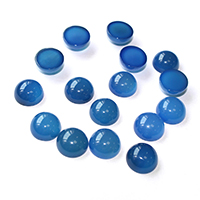 Blauer Achat Cabochon, Dom, natürlich, flache Rückseite, 14x14x7mm, verkauft von PC