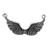 Wing Shaped Zinc Alloy Privjesci, Cink Alloy, starinski srebrne boje pozlaćen, double-rupa, nikal, olovo i kadmij besplatno, 39x20x2mm, Rupa:Približno 2mm, 300računala/Lot, Prodano By Lot