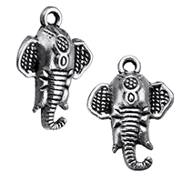 Pendentifs animaux en alliage de zinc, éléphant, Plaqué de couleur d'argent, protéger l'environnement, sans nickel, plomb et cadmium, 15x21x4mm, Trou:Environ 2mm, 1000PC/lot, Vendu par lot