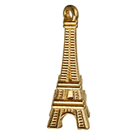 Pingentes de edifício de liga de zinco, Torre Eiffel, cromado de cor dourada, níquel, chumbo e cádmio livre, 10x28x10mm, Buraco:Aprox 2mm, 500PCs/Lot, vendido por Lot