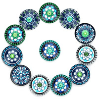 Glass Cabochon Flat Round time gem jewelry & mixed pattern & with flower pattern & flat back & decal Sold By Bag