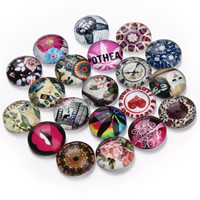 Glas Cabochons, Rond plat, tijd gem sieraden & gemengde patroon & platte achterkant & sticker, 12mm, 20pC's/Bag, Verkocht door Bag