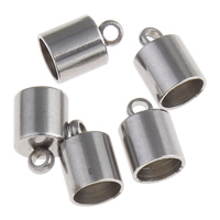 Rozsdamentes acél zárósapka, Stainless Steel, az eredeti szín, 6x9mm, Lyuk:Kb 1mm, 5mm, 100PC-k/Lot, Által értékesített Lot