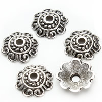 Zink legering Perle Cap, Zinc Alloy, Flower, antik sølv farve forgyldt, bly & cadmium fri, 10mm, Hole:Ca. 1.5mm, 100pc'er/Bag, Solgt af Bag